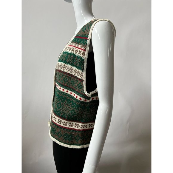 Copper Key Womens Cardigan Sweater Vest Green Ramie Cotton Sleeveless L New - Picture 3 of 12